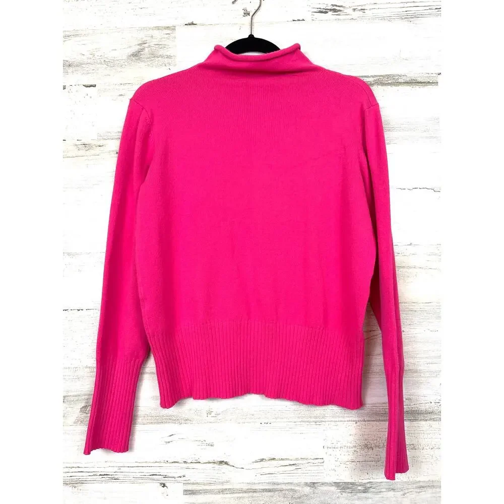 French Connection Womens XL Pink Mock Neck Pullover Sweater Luxe Soft Knit